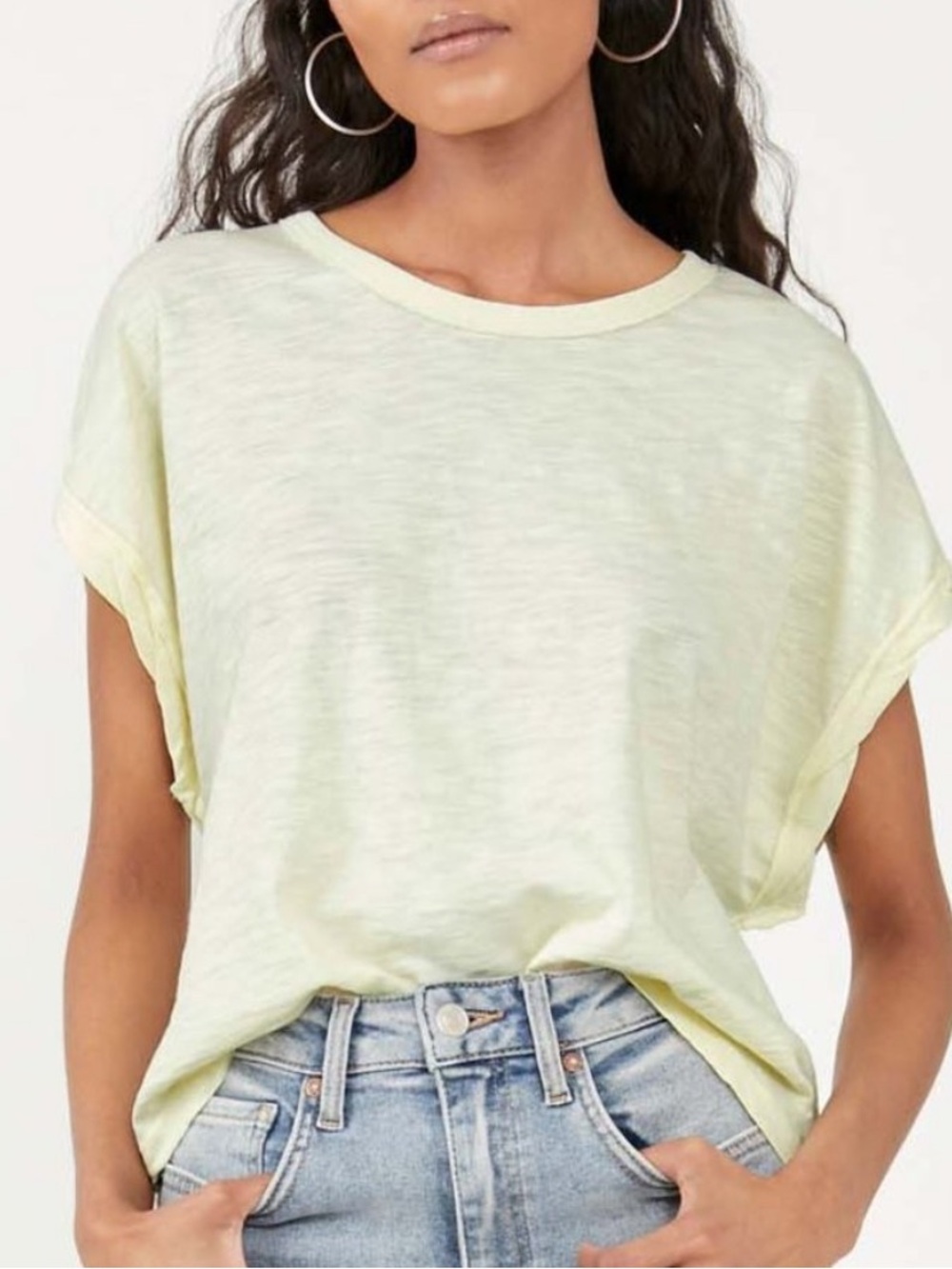 FREE PEOPLE We The Free “You Rock Tee" in Lime Spritz, Cotton, Vintage Inspired